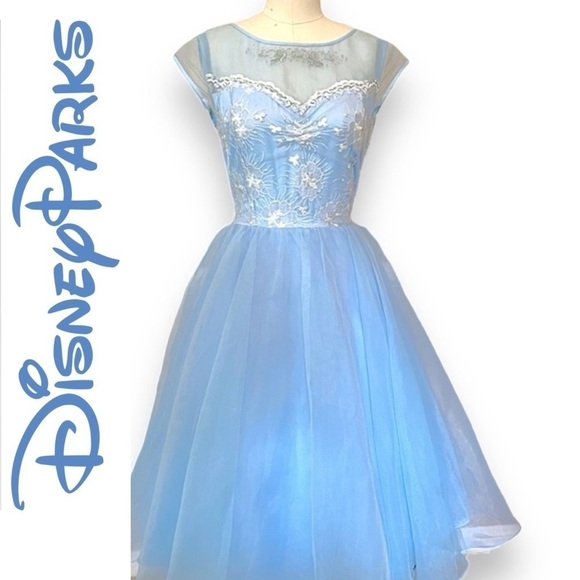 Cinderella Disney Parks Authentic Dress, midi size S Adult, 6 layer skirt,blue